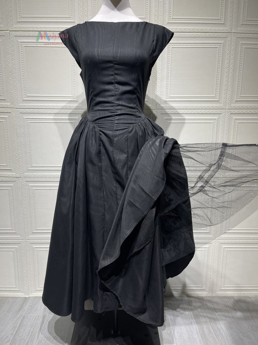 Backless round neck sleeveless vest midi dress