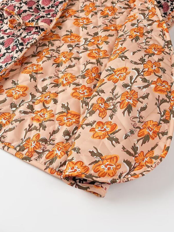 New Fashion V-Neck Sleeveless Lace-Up Retro Floral Print Vest