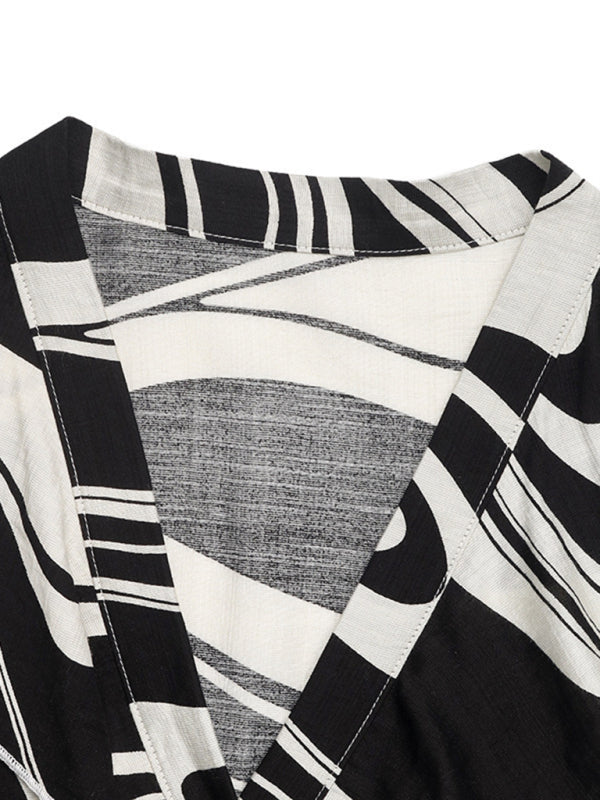 Ruffle Print Shirt Long Sleeve Dress