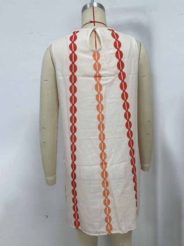 Round neck pullover printed casual dress