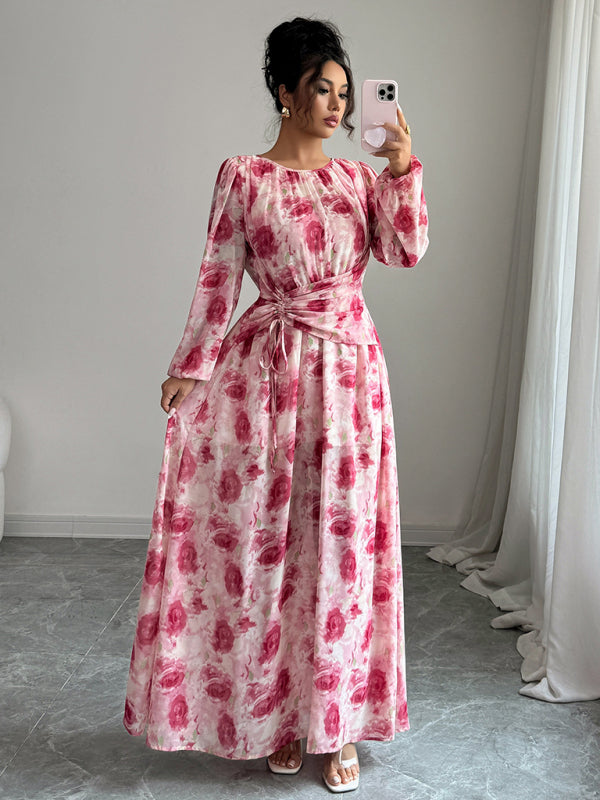 Floral print long sleeve dress