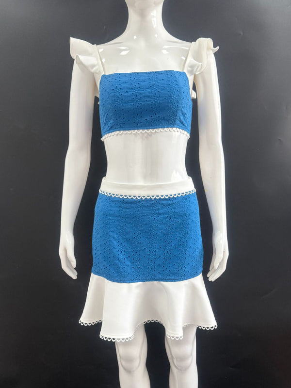 Suspender skirt suit holiday style hot girl skirt two-piece set