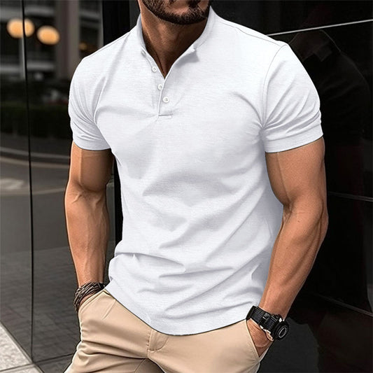 New Men's Button Henley Collar Sports Polo Shirt