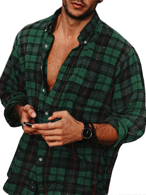 Men's Plaid Print Button Front Shirt