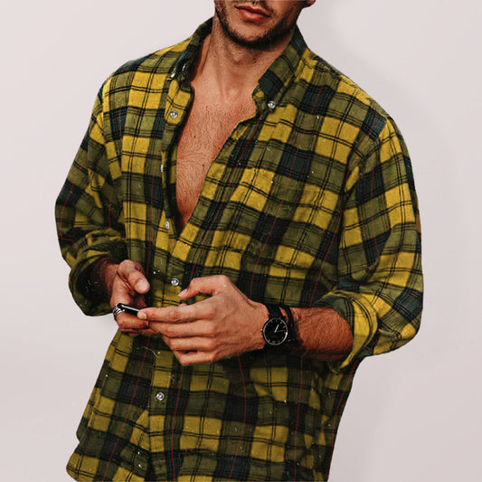 Men's Plaid Print Button Front Shirt