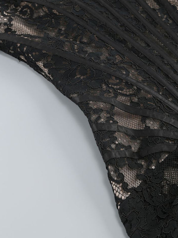 Women's Sexy Lace See-through Splicing Waist Tube Dress