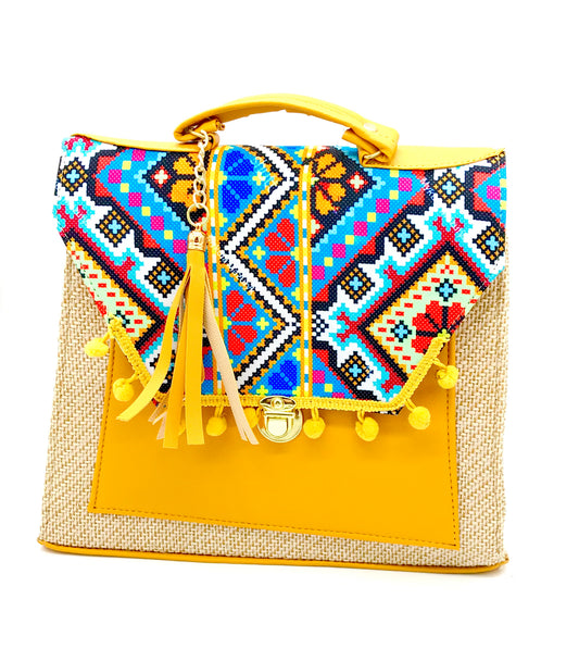 One of a kind stylish chiapaneco Jute crossbody handbag