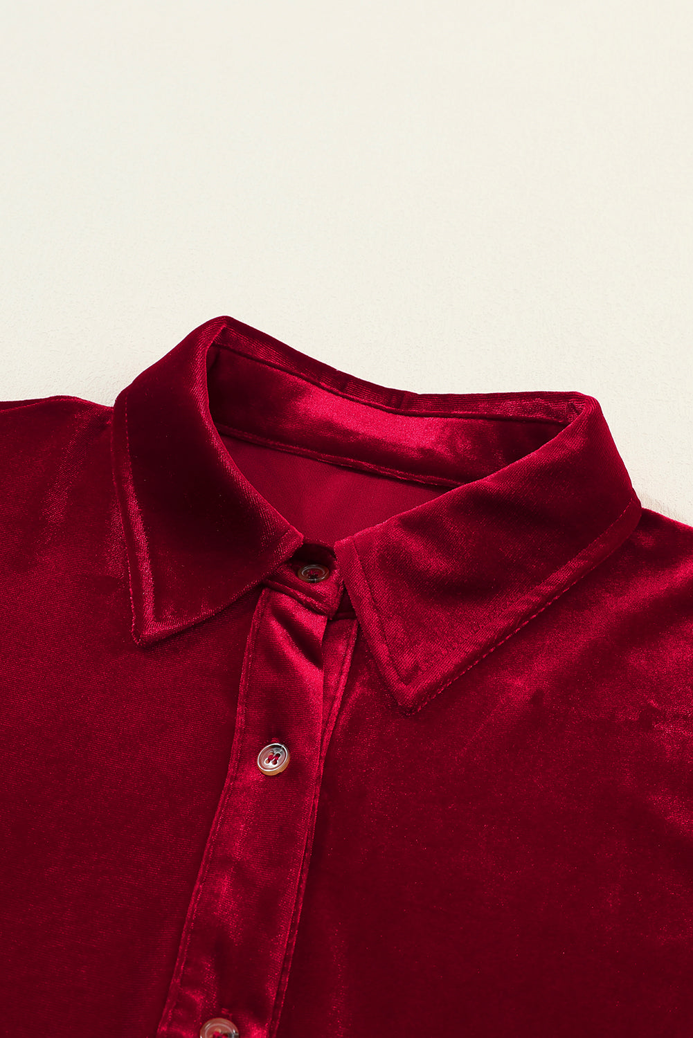 Rose Long Sleeve Ruffle Velvet Button Up Dress