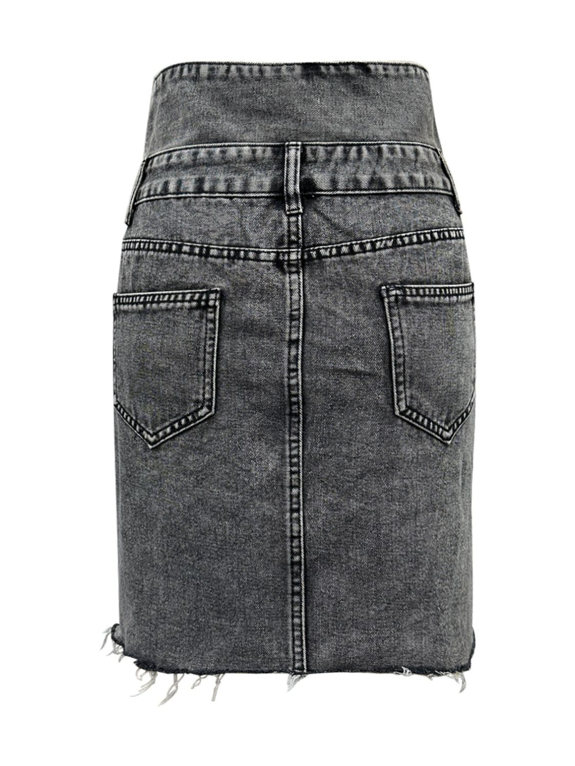 Raw Hem High Waist Denim Skirt