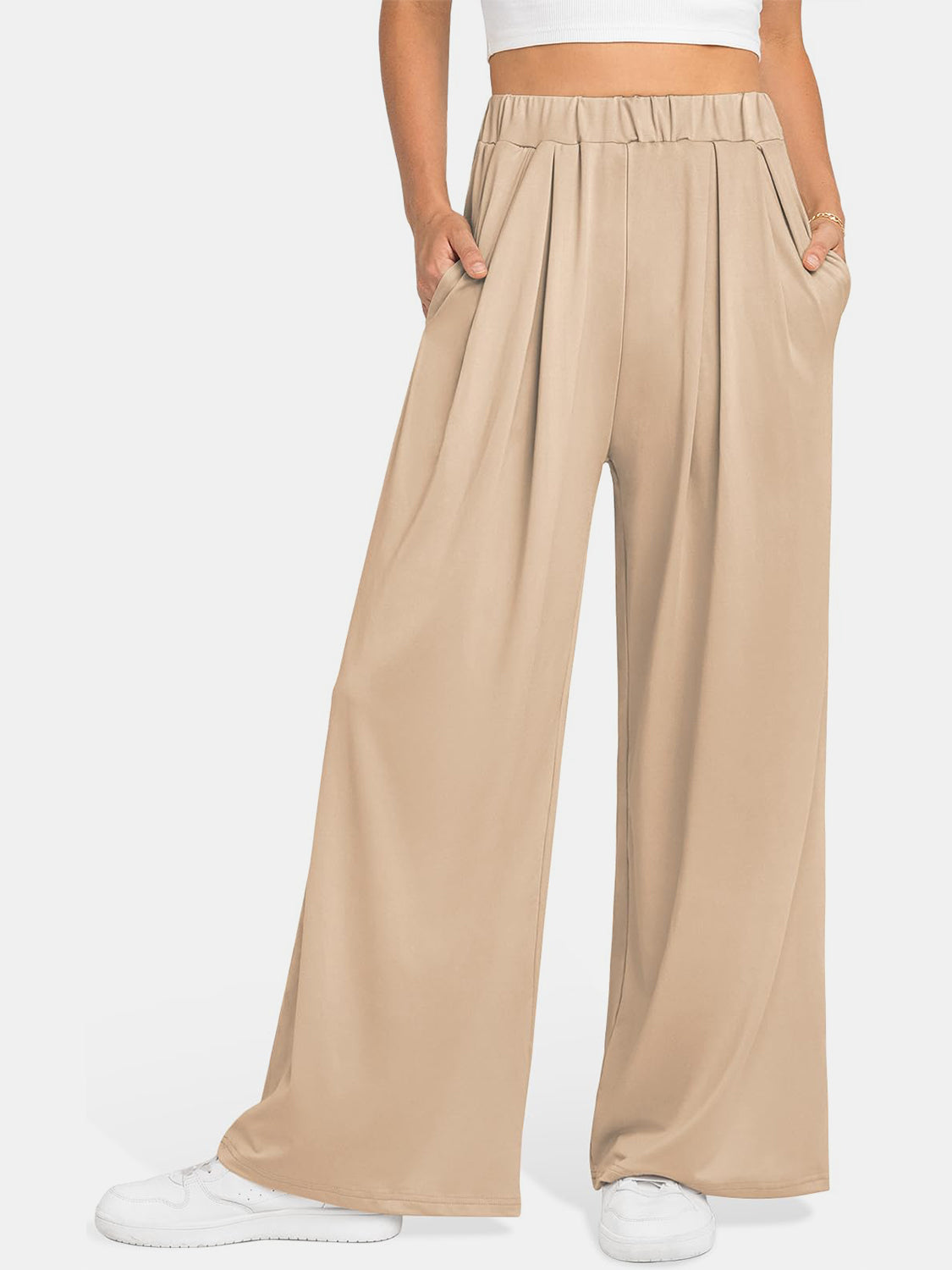 Elastic Waist Wide Leg Pants