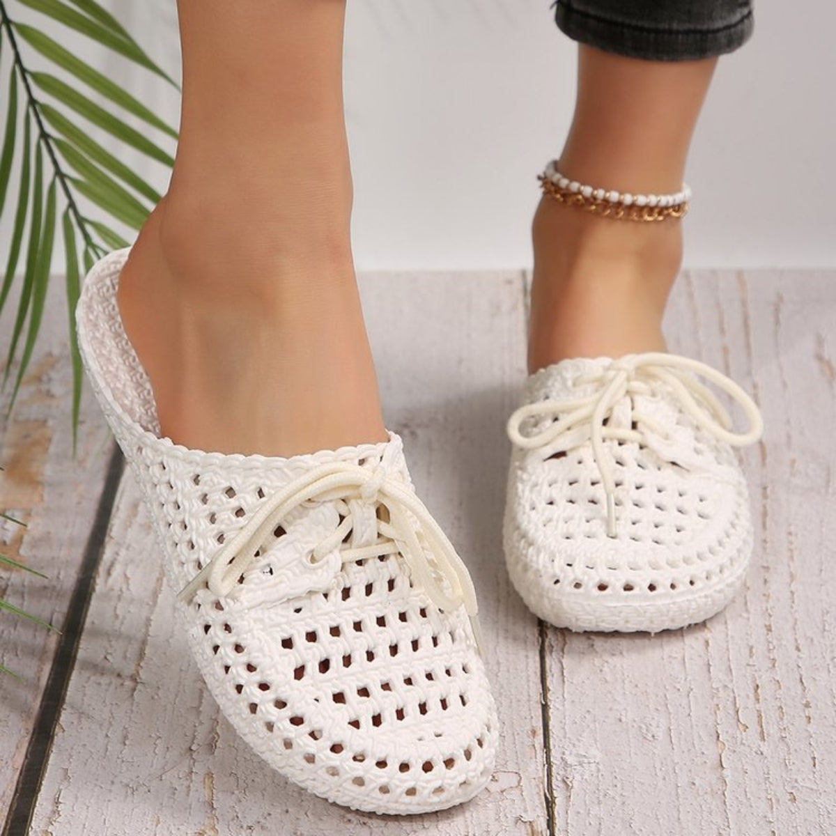 Lace-Up Flat Sandals