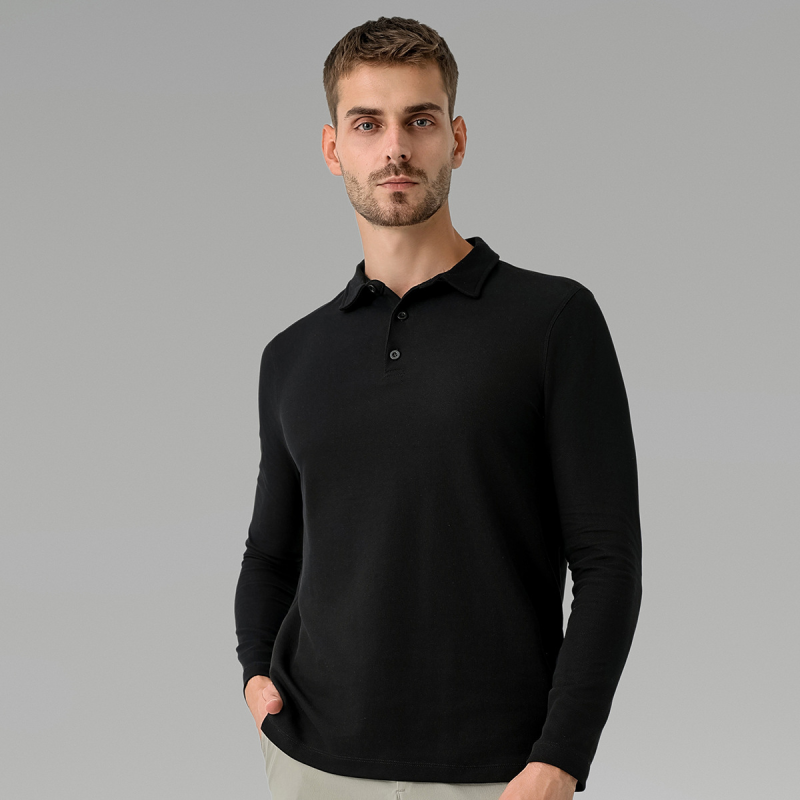 Men's casual long-sleeved Polo shirt sports outdoor versatile top breathable quick-drying T-shirt