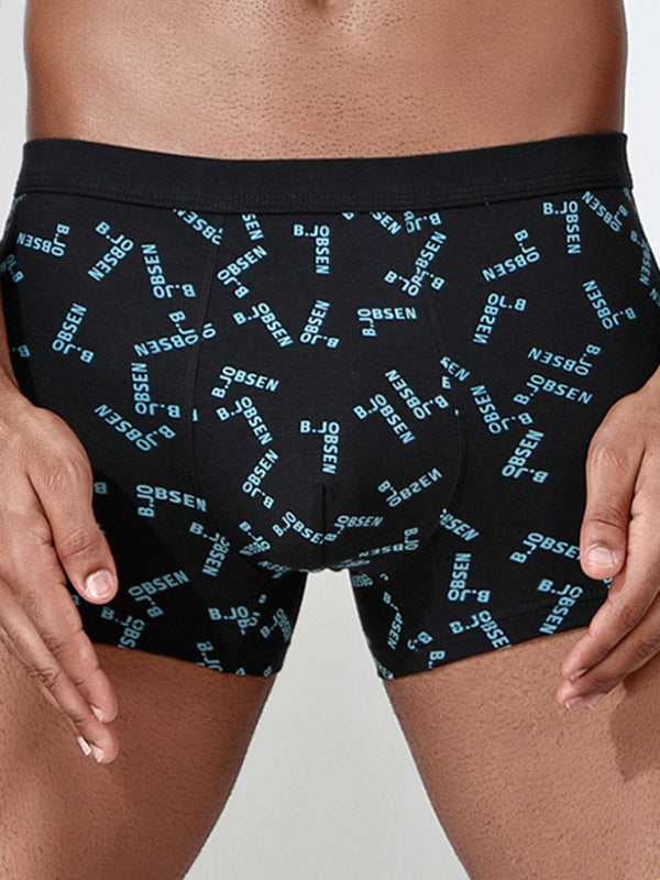 Men's Mid Waist Cotton Breathable Print Boxer Briefs