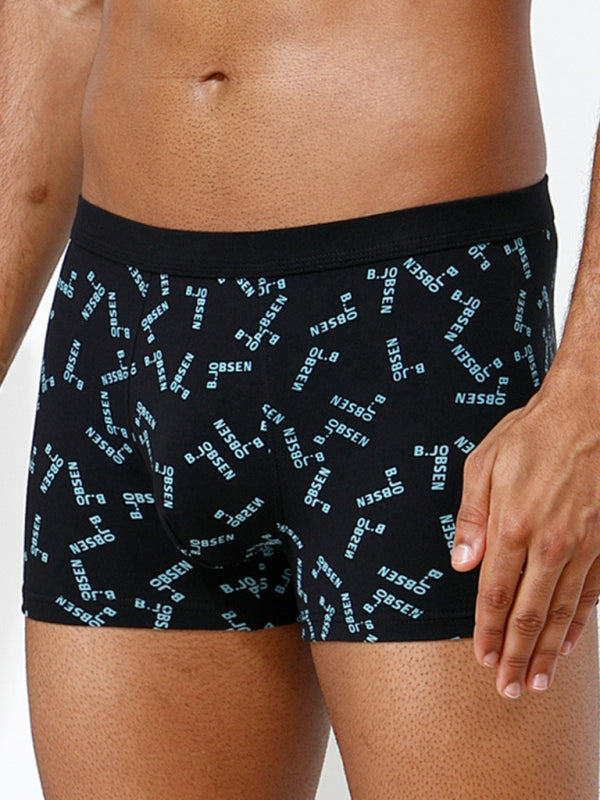 Men's Mid Waist Cotton Breathable Print Boxer Briefs