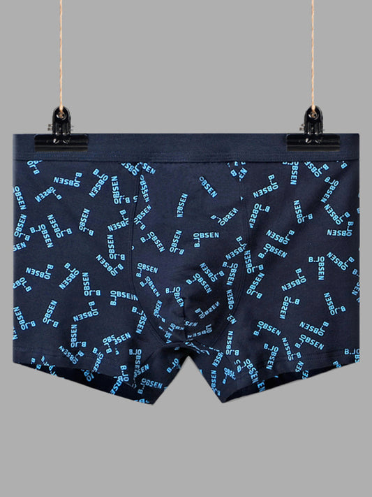 Men's Mid Waist Cotton Breathable Print Boxer Briefs