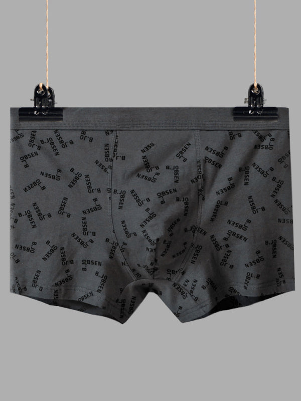 Men's Mid Waist Cotton Breathable Print Boxer Briefs