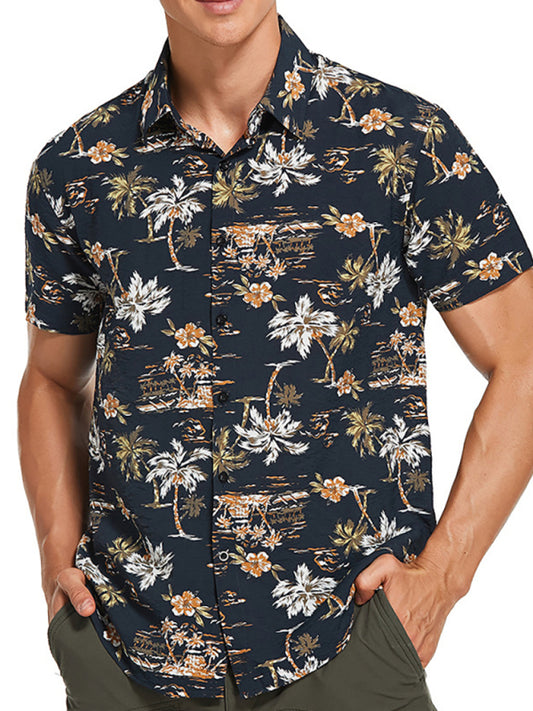 Men's Hawaiian Shirt Short Sleeves Printed Button Down Summer Beach Dress Shirts