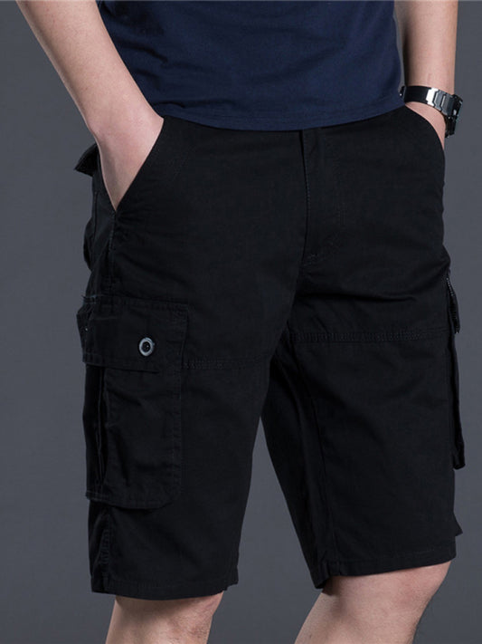 New Thin Workwear Shorts Solid Color Loose Multi-Pocket Straight Casual Pants