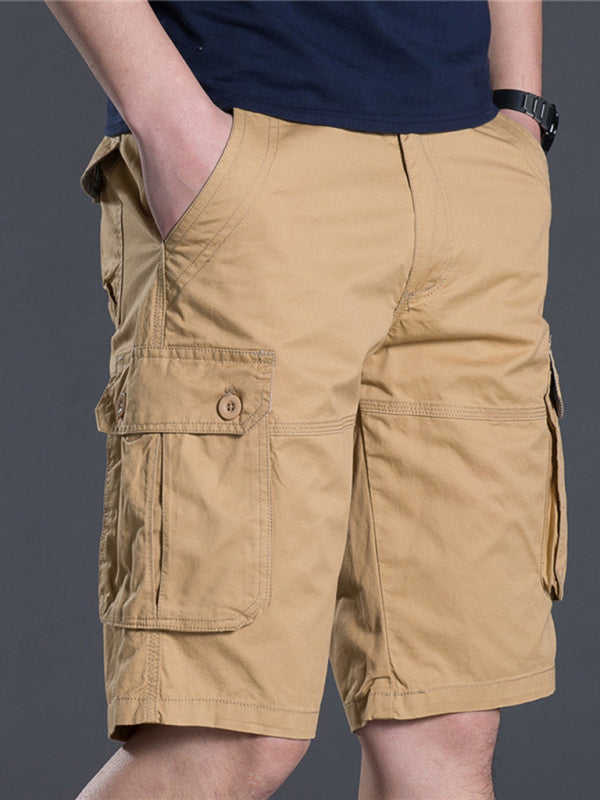 New Thin Workwear Shorts Solid Color Loose Multi-Pocket Straight Casual Pants