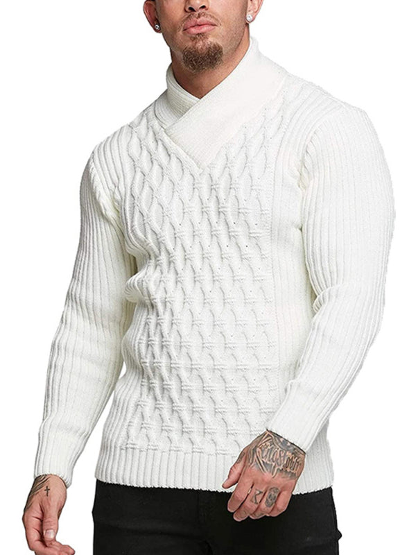 Men's Fashion Cable Knit Shawl Collar Sweater