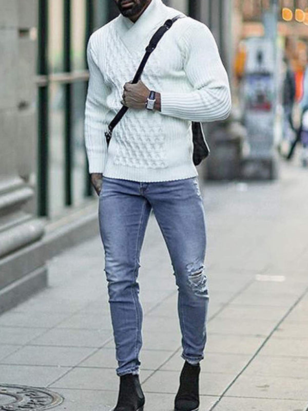 Men's Fashion Cable Knit Shawl Collar Sweater