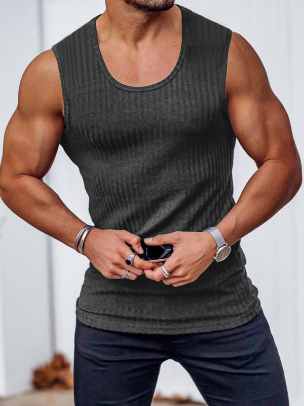 Men's casual slim vest men's sleeveless wide shoulder vest