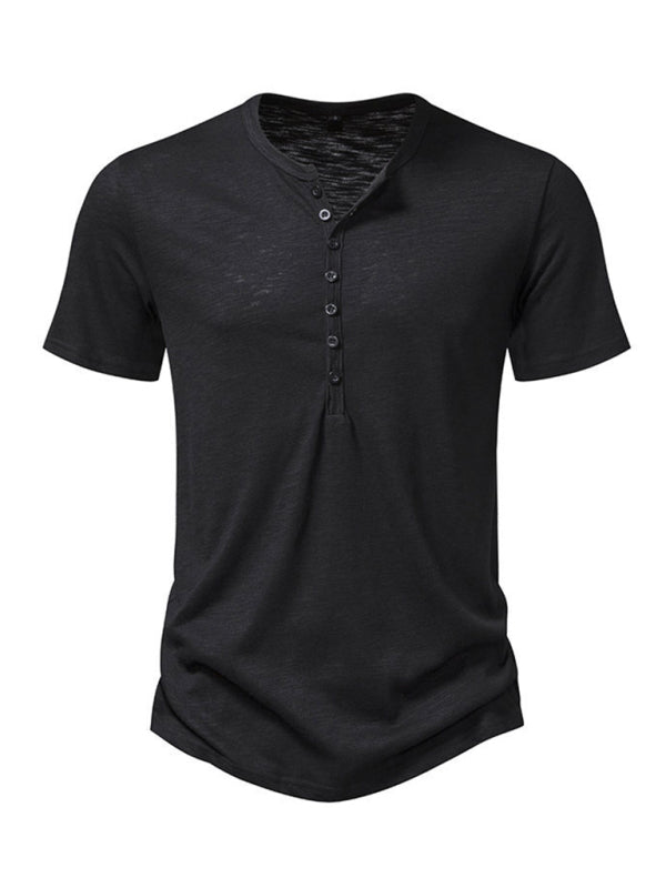 Men's Henley Casual Fashion Basic Short Sleeve T-Shirt