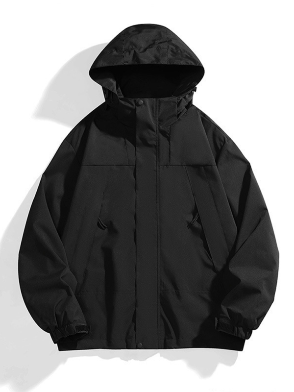 Unisex Couple Jacket with Removable Hood Waterproof Windproof Jacket