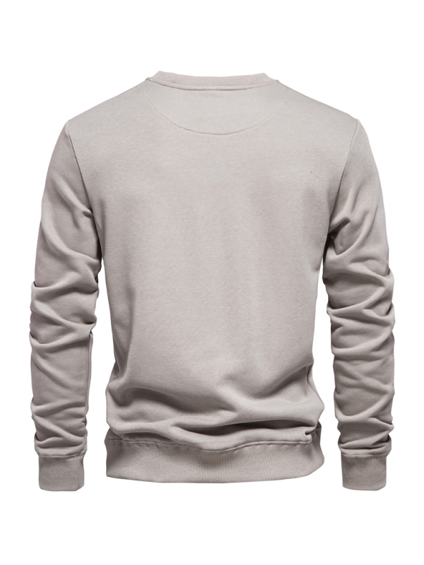 Men's Loose Solid Color Round Neck Casual Long Sleeve Sweatshirt