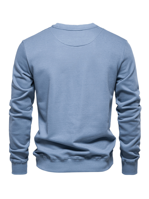 Men's Loose Solid Color Round Neck Casual Long Sleeve Sweatshirt