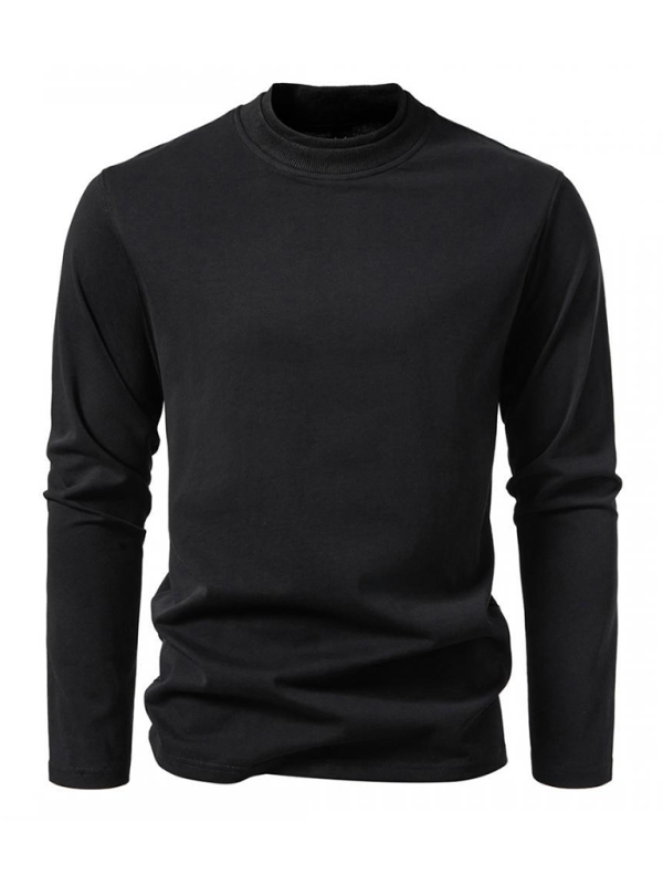 Fashionable double-layer half-collar design long-sleeved T-shirt casual men's bottom shirt