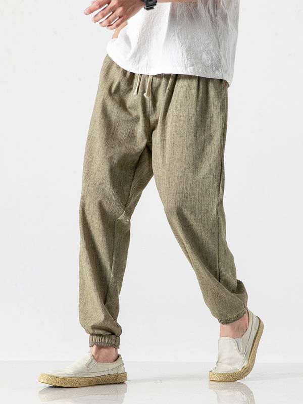 Men's Linen Pants Fashion Haren Pants Drawstring Pants