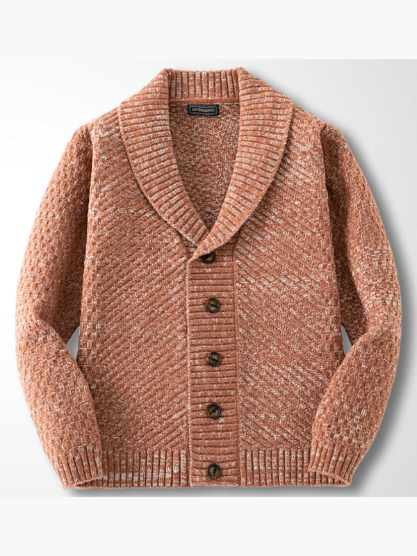 Men's autumn and winter long-sleeved thick needle sweater sweater Lapel men's jacket