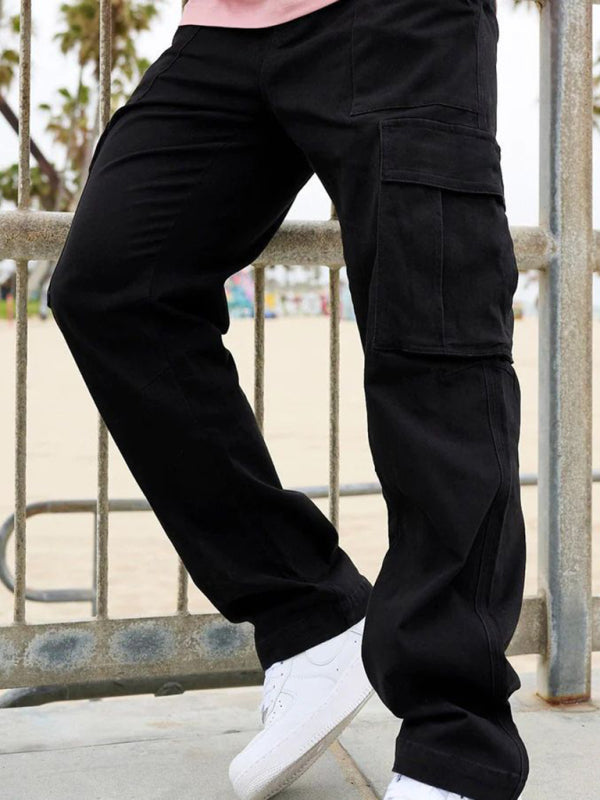 New large pocket work trousers casual sports loose straight pants
