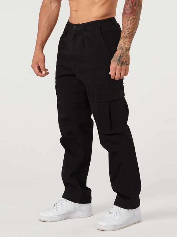 New large pocket work trousers casual sports loose straight pants