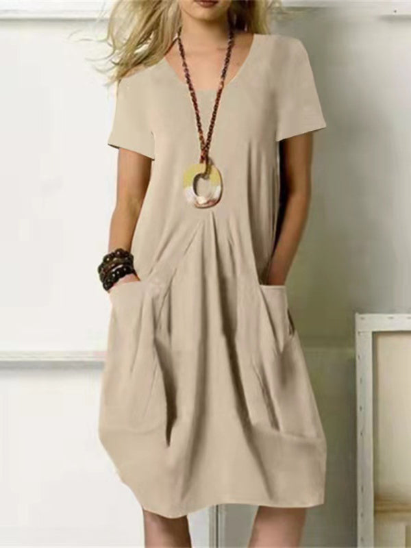 Women's Casual Loose Pocket Swing Dress