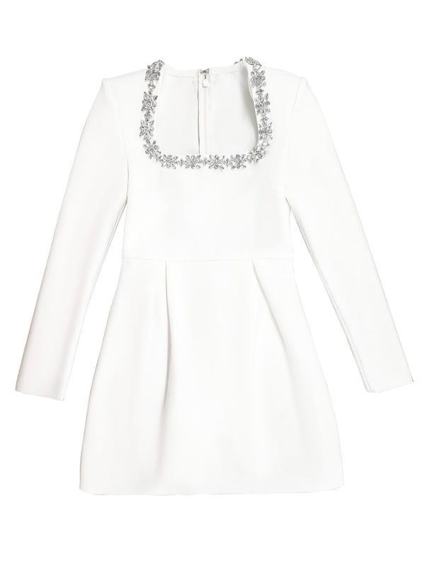 New Women's French Square Neck Diamond Long Sleeve Dress