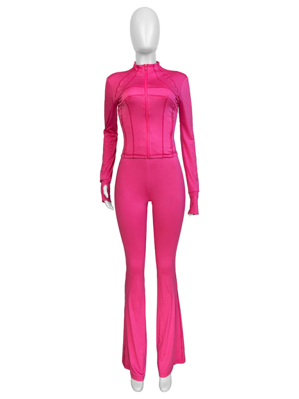 Sportswear for women Sexy tight-fitting long-sleeved, slightly flared two-piece suit