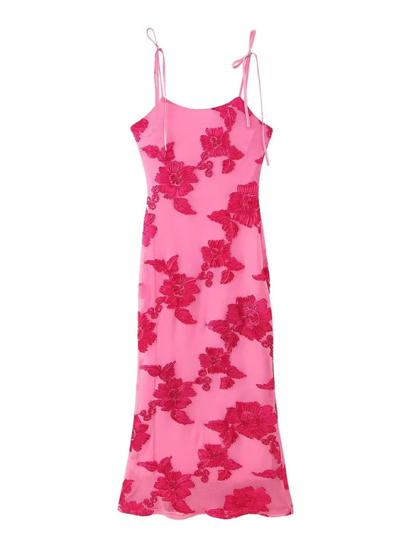 Women's Embroidered Suspender Holiday Dress