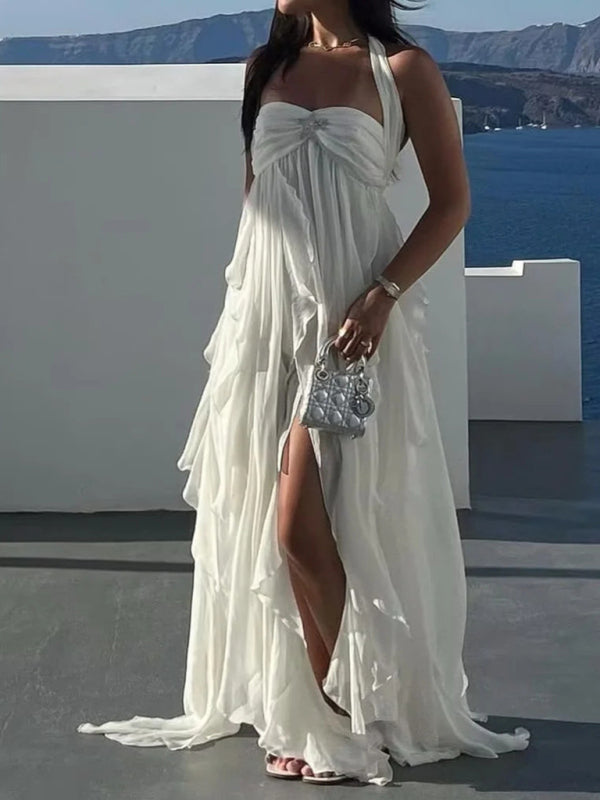 New holiday style French romantic fashion lace tube top halter dress