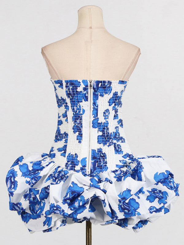 New style tube top high waist pleated design tutu dress