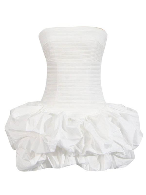 New style tube top high waist pleated design tutu dress
