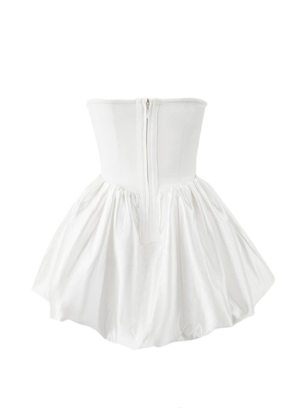 Women's Fishbone Tutu Tutu Birthday Dress Party White Fluffy Pumpkin Dress