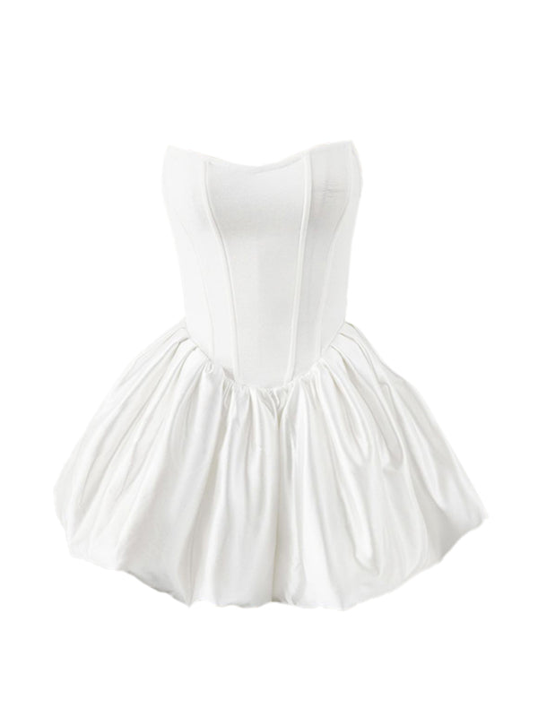 Women's Fishbone Tutu Tutu Birthday Dress Party White Fluffy Pumpkin Dress