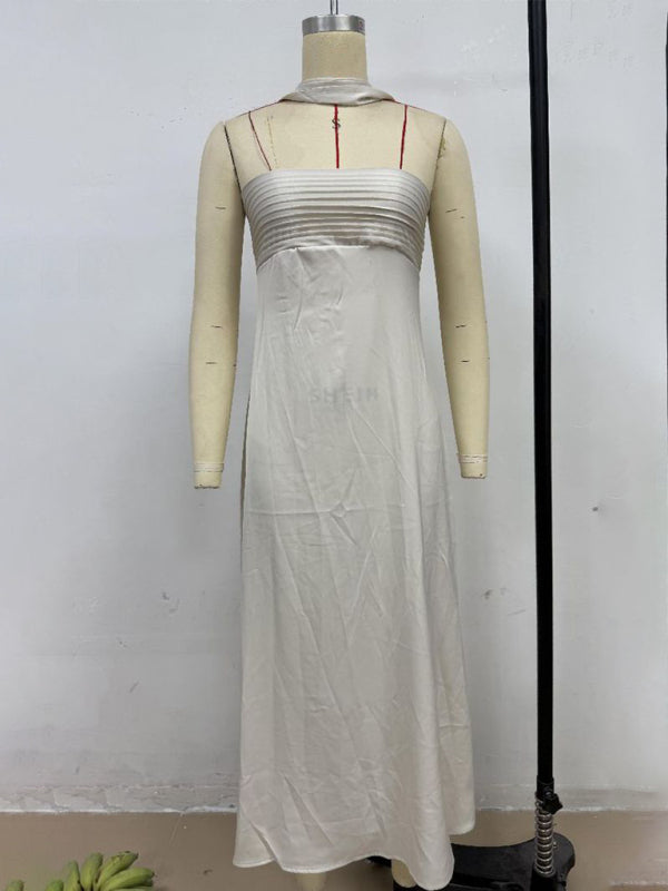 Satin Lace-Up Tube Dress