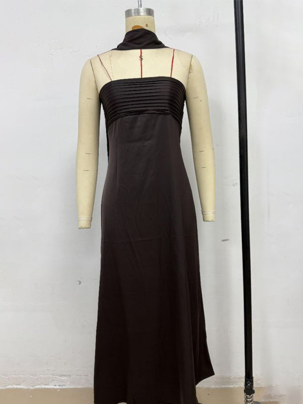 Satin Lace-Up Tube Dress