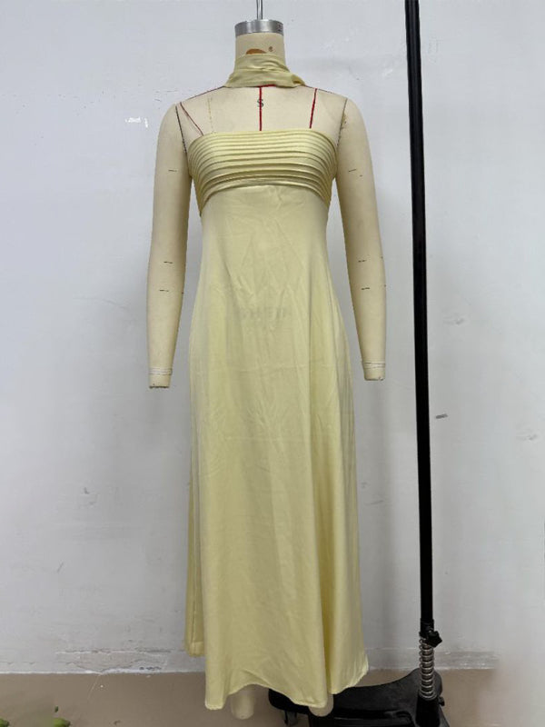 Satin Lace-Up Tube Dress