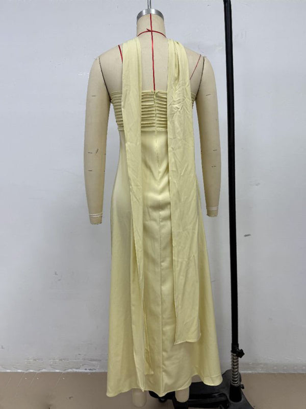 Satin Lace-Up Tube Dress