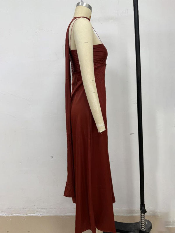 Satin Lace-Up Tube Dress