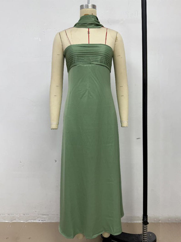 Satin Lace-Up Tube Dress